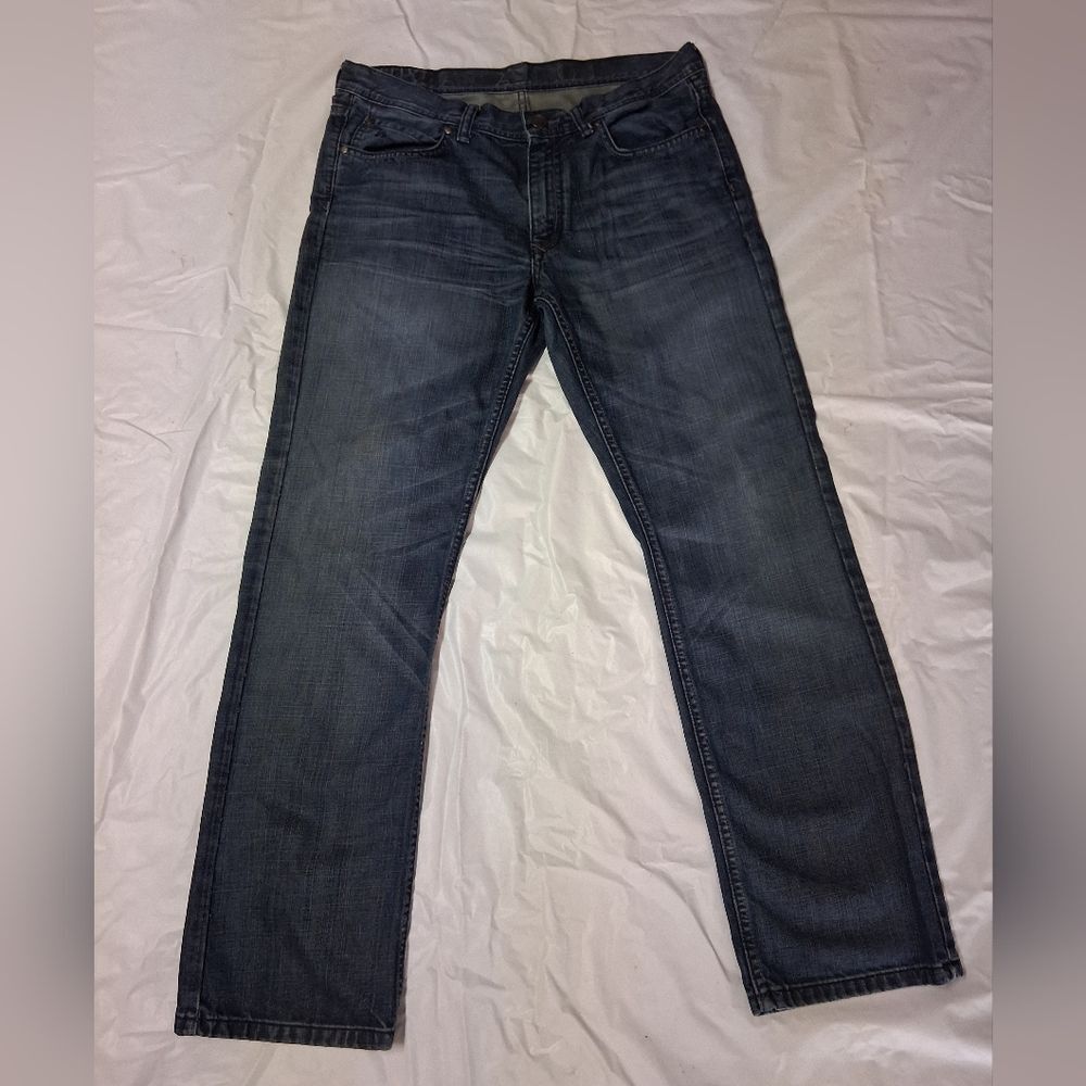 Mark Anthony Men's Dark Blue Straight-Leg Jeans 34×32
